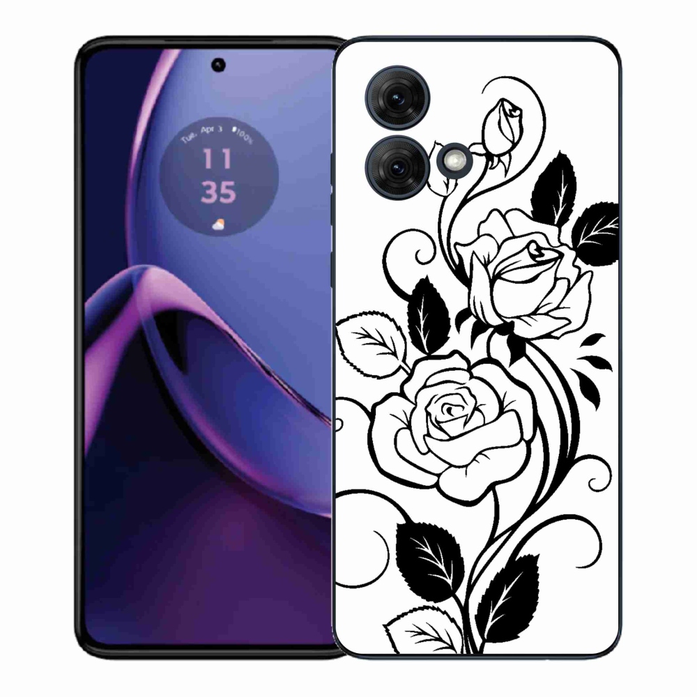 Zselés borítás mmCase Motorola Moto G84 5G - fekete és fehér rózsa