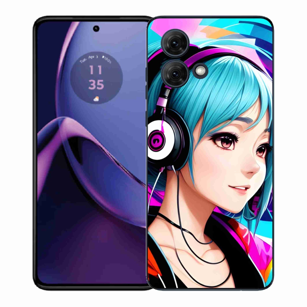 Zselés borítás mmCase Motorola Moto G84 5G - lány fejhallgatóval