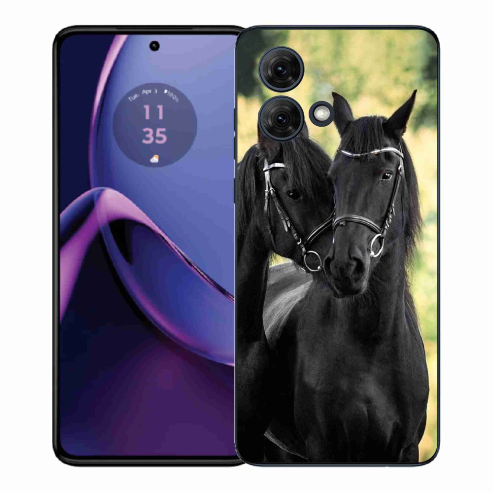 Zselés borítás mmCase a Motorola Moto G84 5G-hez - két fekete ló