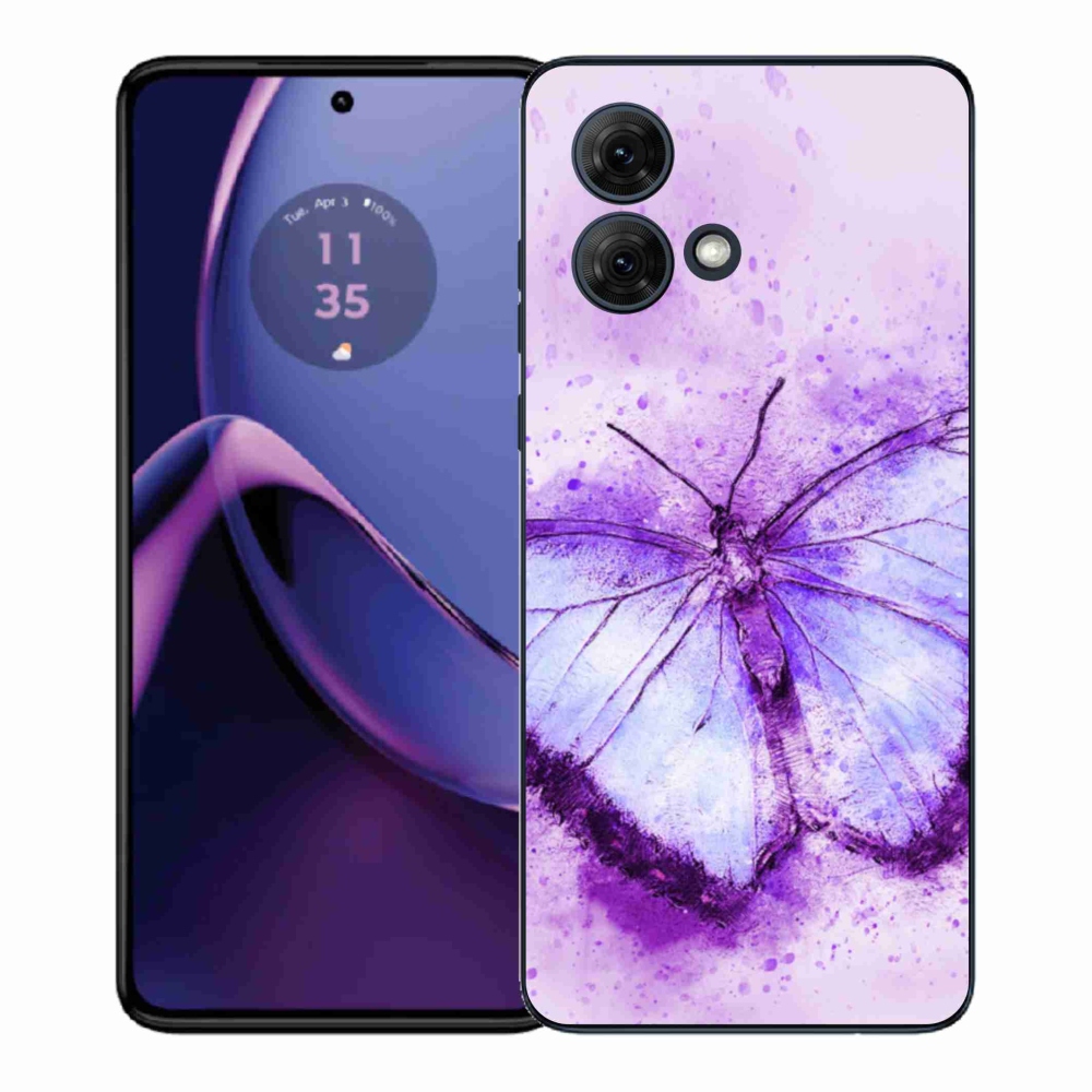 Zselés borítás mmCase Motorola Moto G84 5G - lila pillangóhoz