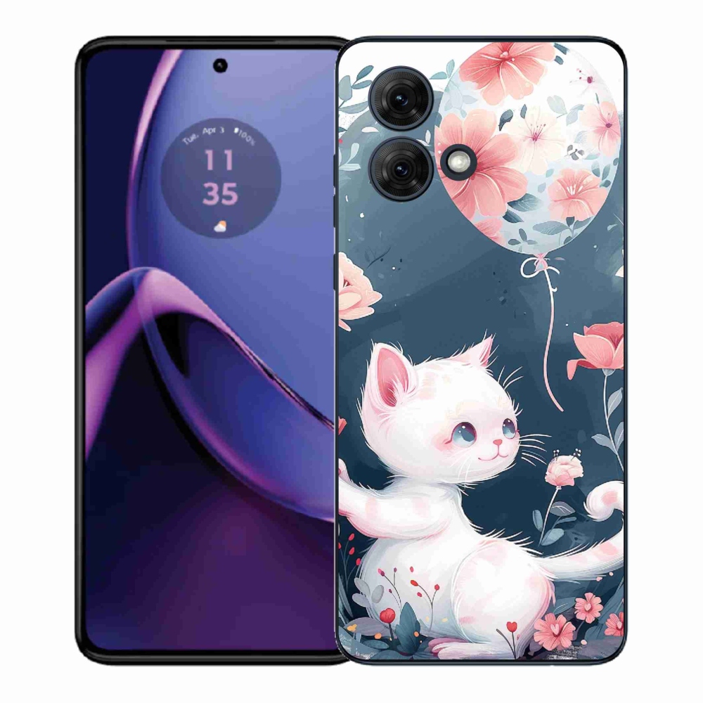 Gél borítás mmCase a Motorola Moto G84 5G készülékhez - cica lufival