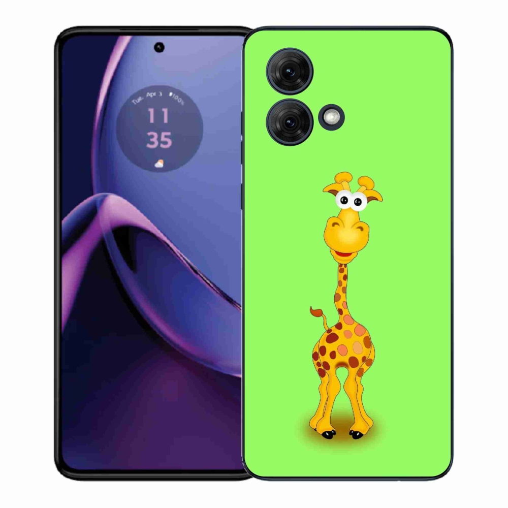Zselés borítás mmCase Motorola Moto G84 5G - rajzfilm zsiráfhoz