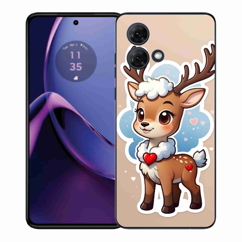 Zselés borítás mmCase Motorola Moto G84 5G - rajzfilm rénszarvashoz