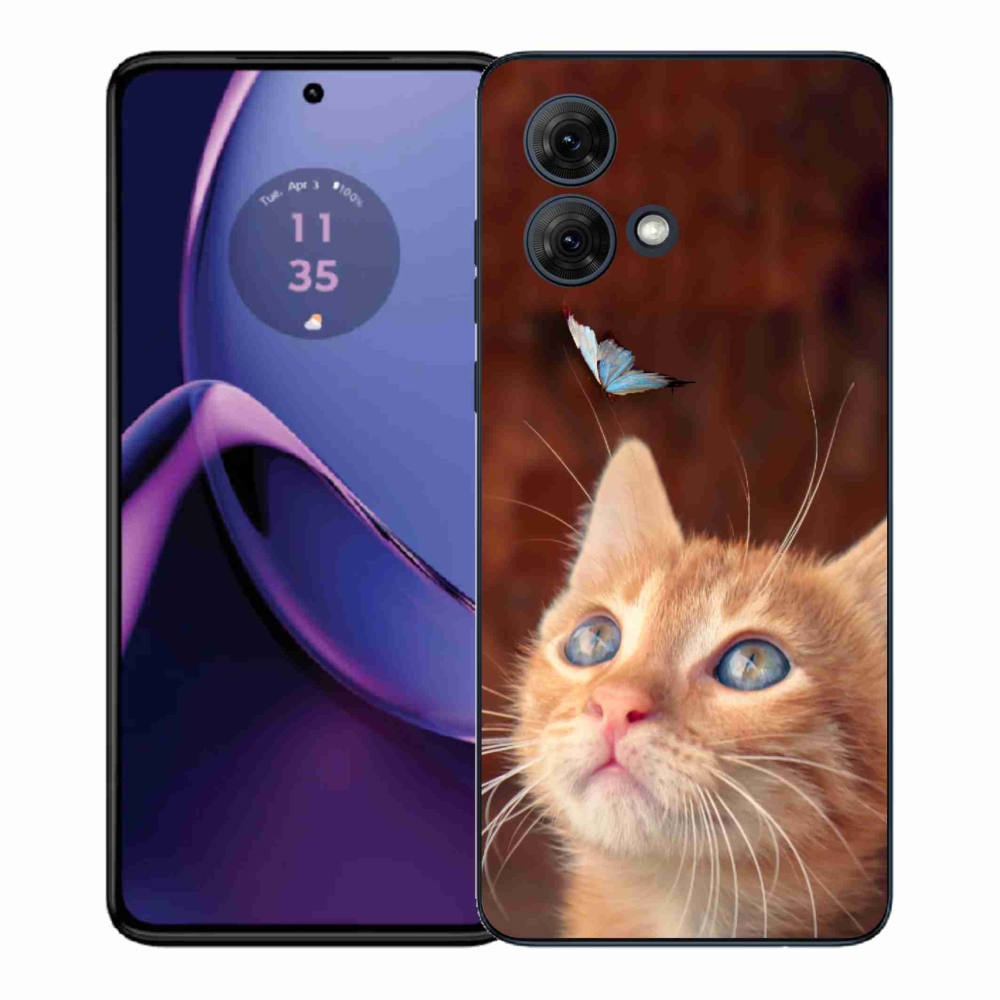 Gél borítás mmCase a Motorola Moto G84 5G-hez - pillangó és cica