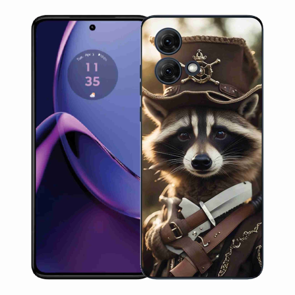 Zselés borítás mmCase a Motorola Moto G84 5G készülékhez - mosómedve egyenruhában