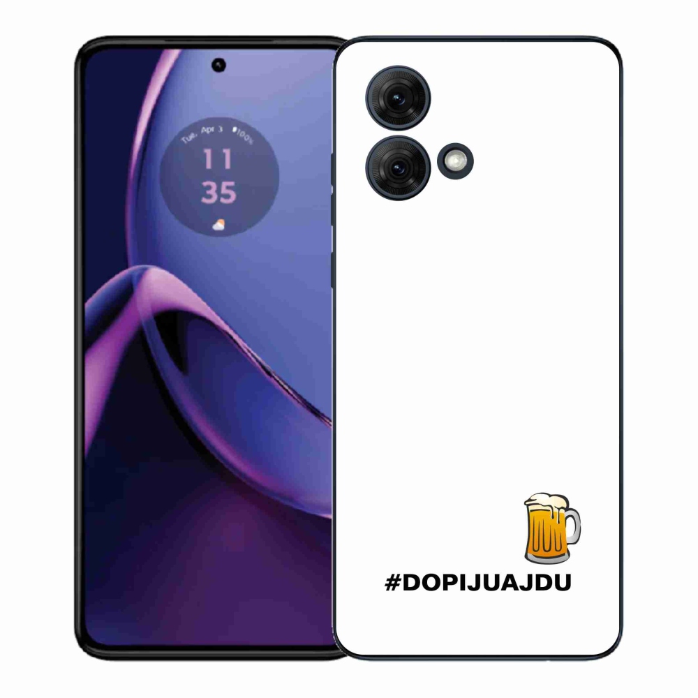 Gél borítás mmCase a Motorola Moto G84 5G - sör motívum 1 fehér háttérrel