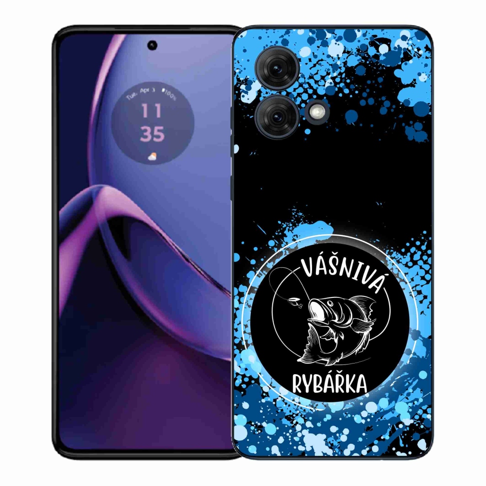 Gél borítás mmCase Motorola Moto G84 5G - szenvedélyes halásznő fekete háttérrel