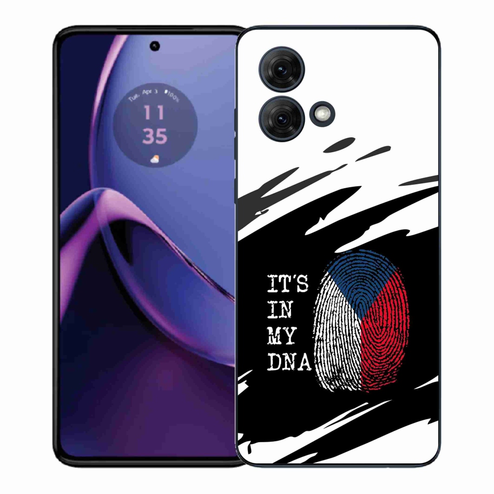 Zselés borítás mmCase Motorola Moto G84 5G - zászlós ujjlenyomat fekete és fehér háttérrel