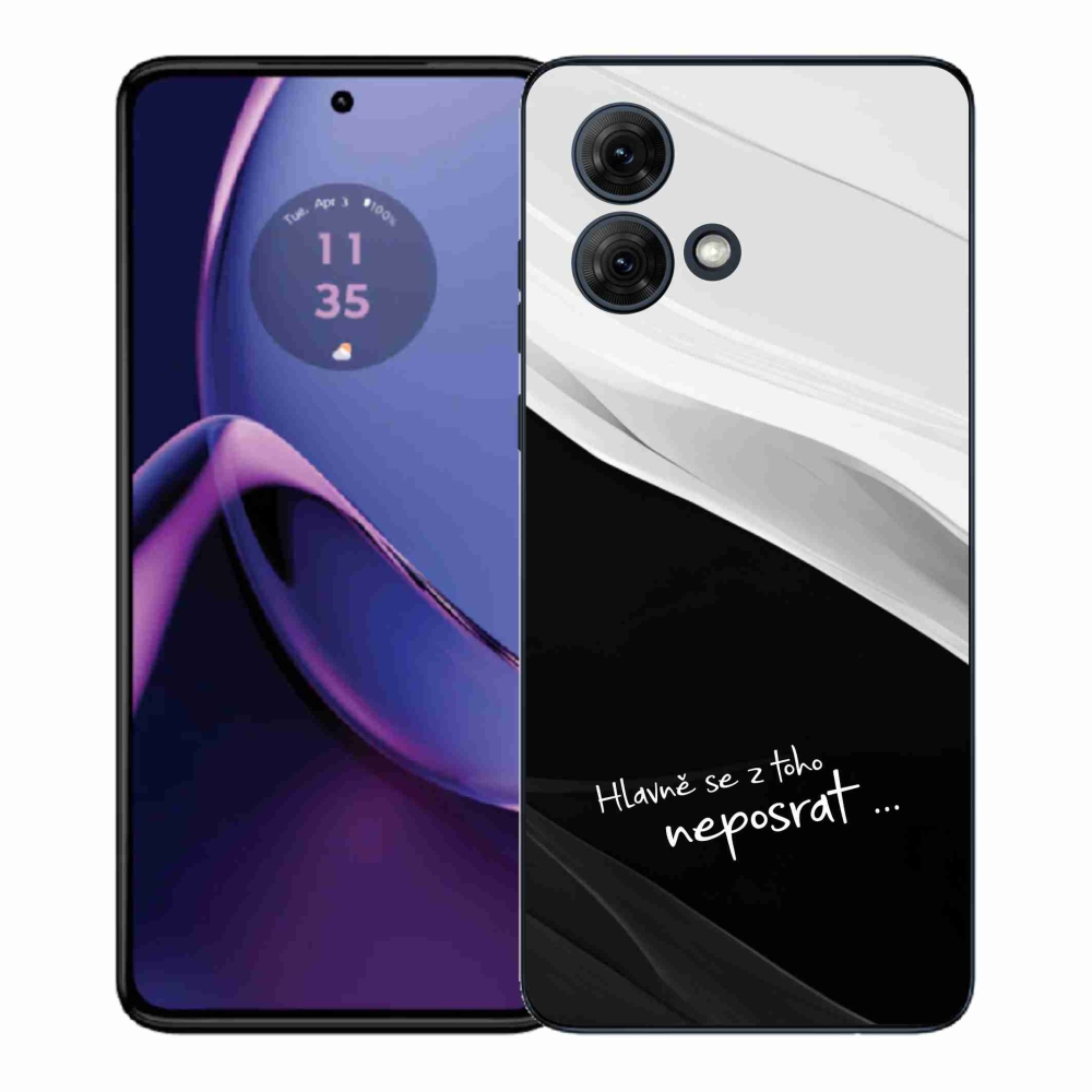 Gél borító mmCase Motorola Moto G84 5G - vicces szöveg 13 fekete és fehér háttérrel