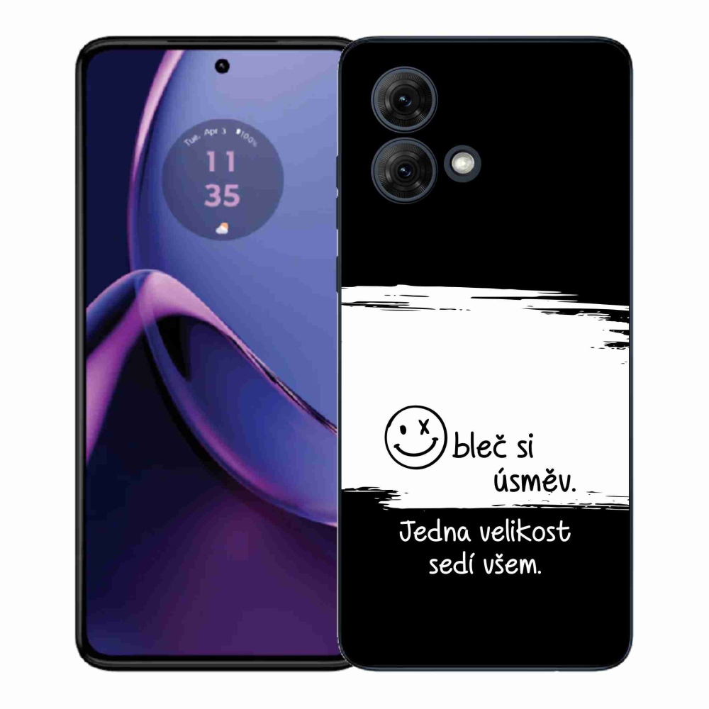 Gél borító mmCase a Motorola Moto G84 5G-hez - vicces szöveg 8 fekete és fehér háttérrel
