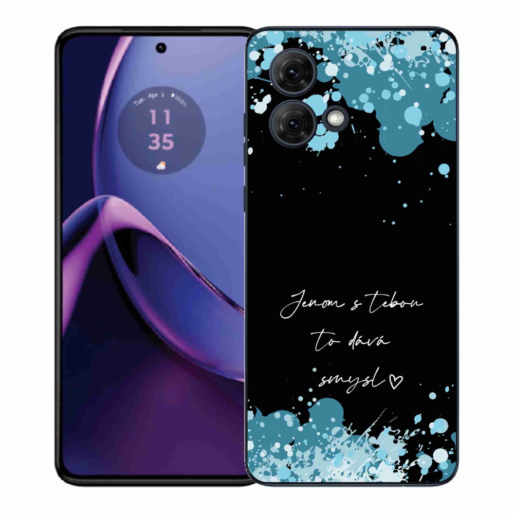 Gél borító mmCase a Motorola Moto G84 5G-hez - szerelmes szöveg fekete háttérrel