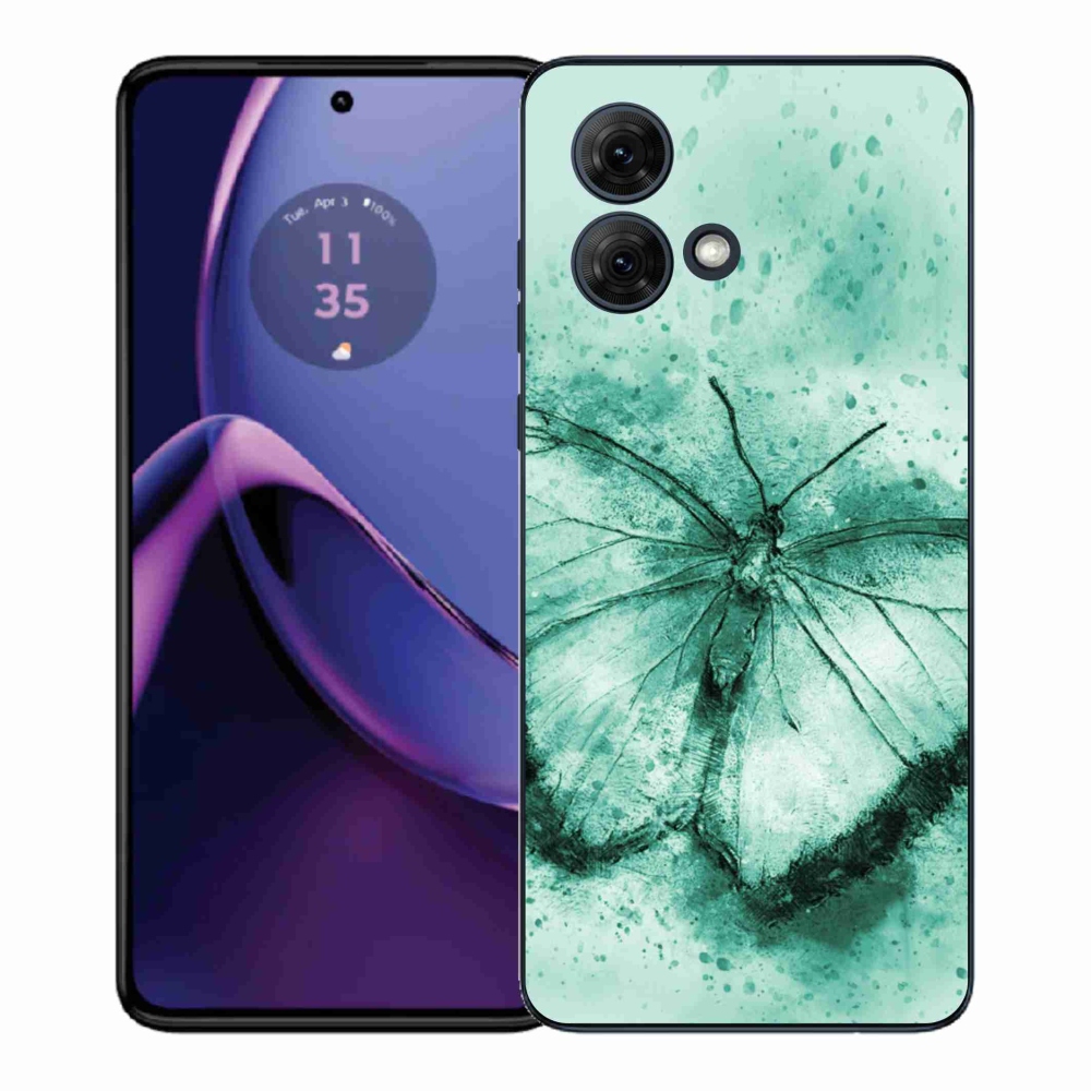 Zselés borítás mmCase a Motorola Moto G84 5G-hez - zöld pillangó