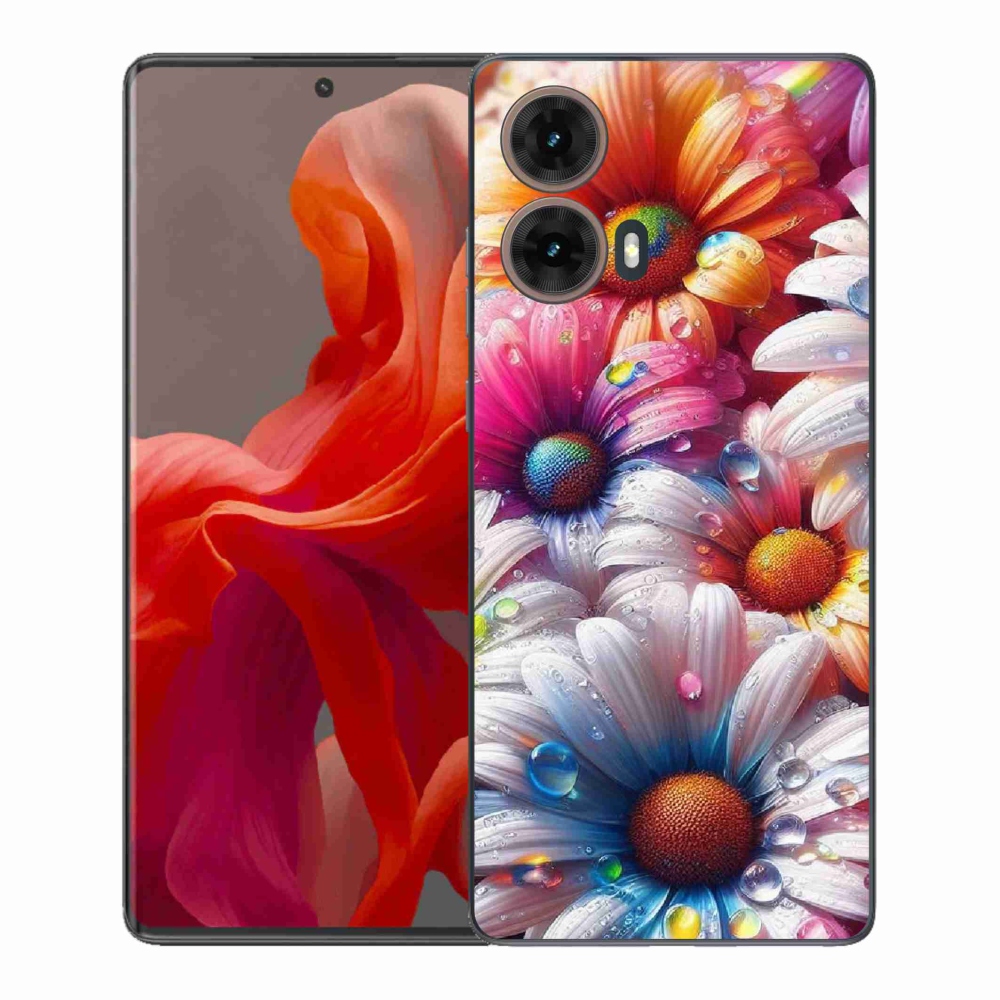 Zselés borítás mmCase Motorola Moto G85 5G - színes margarétákhoz