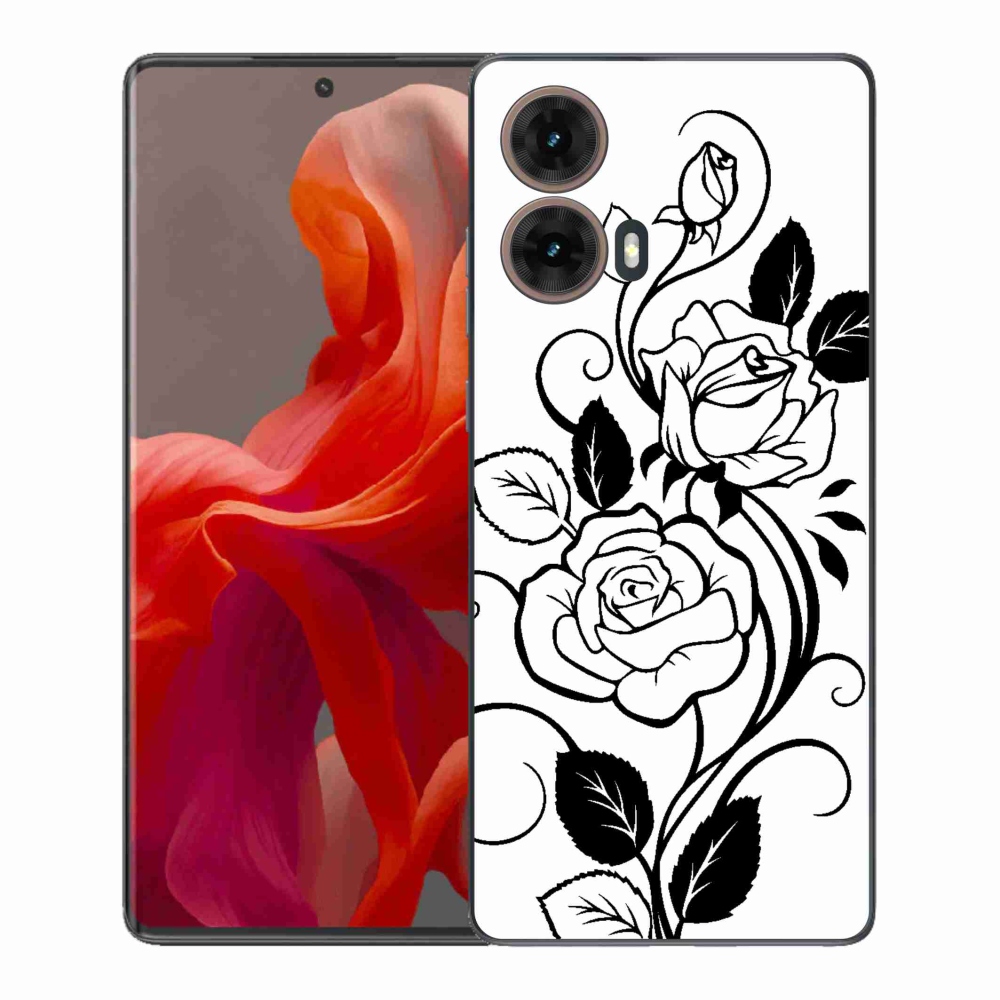 Gél védőburkolat mmCase Motorola Moto G85 5G - fekete és fehér rózsa