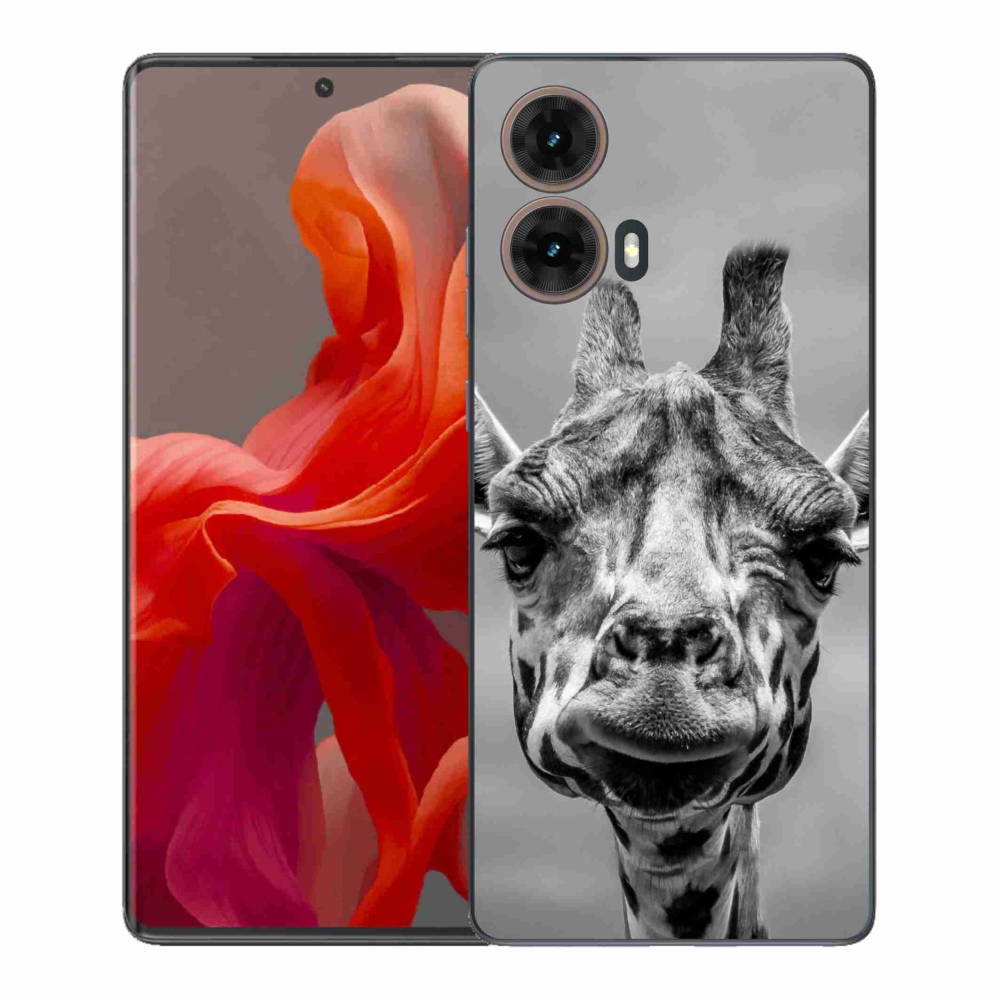 Zselés borítás mmCase Motorola Moto G85 5G - fekete-fehér zsiráfhoz