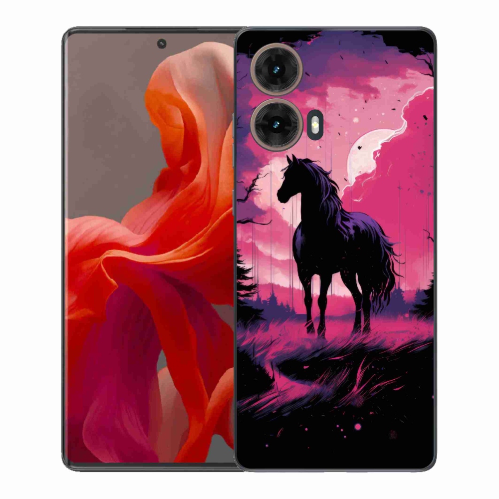 Zselés borítás mmCase Motorola Moto G85 5G - fekete rajzfilm ló 1