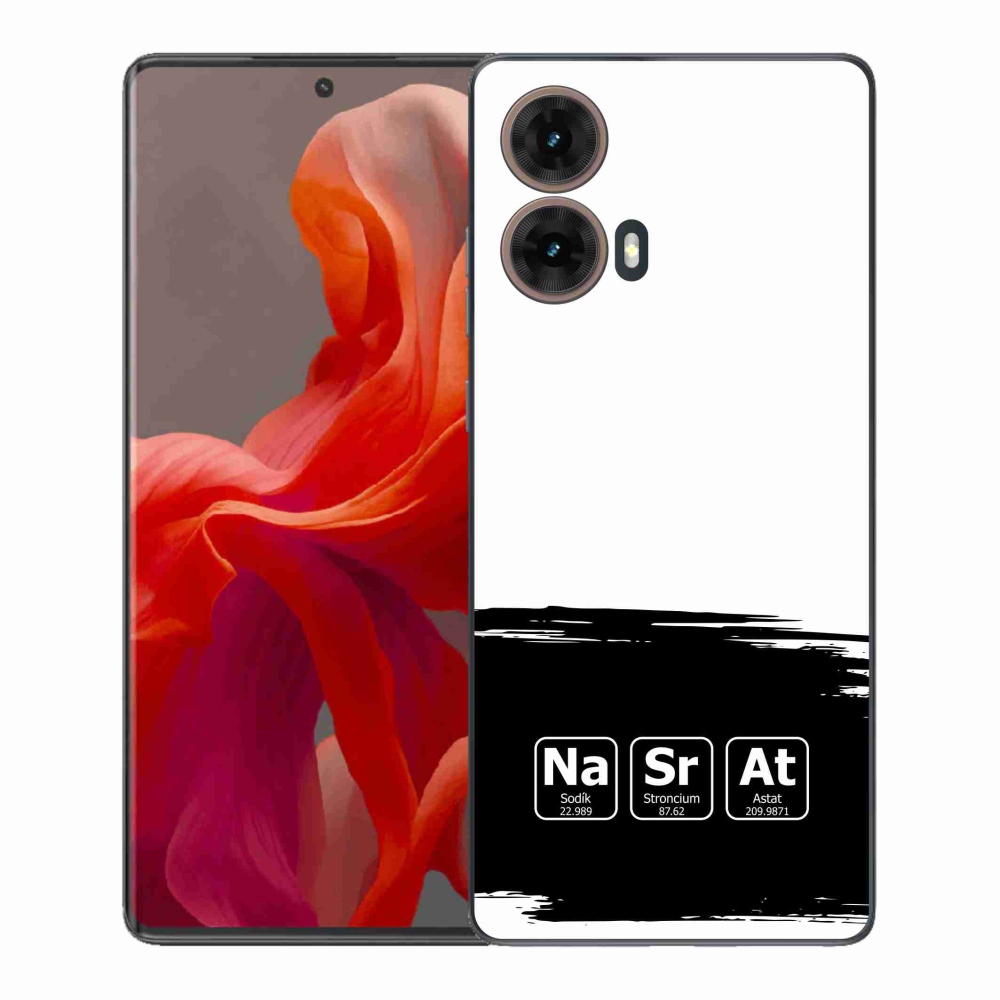 Gél borítás mmCase a Motorola Moto G85 5G-re - kémiai elemek fekete és fehér háttérrel