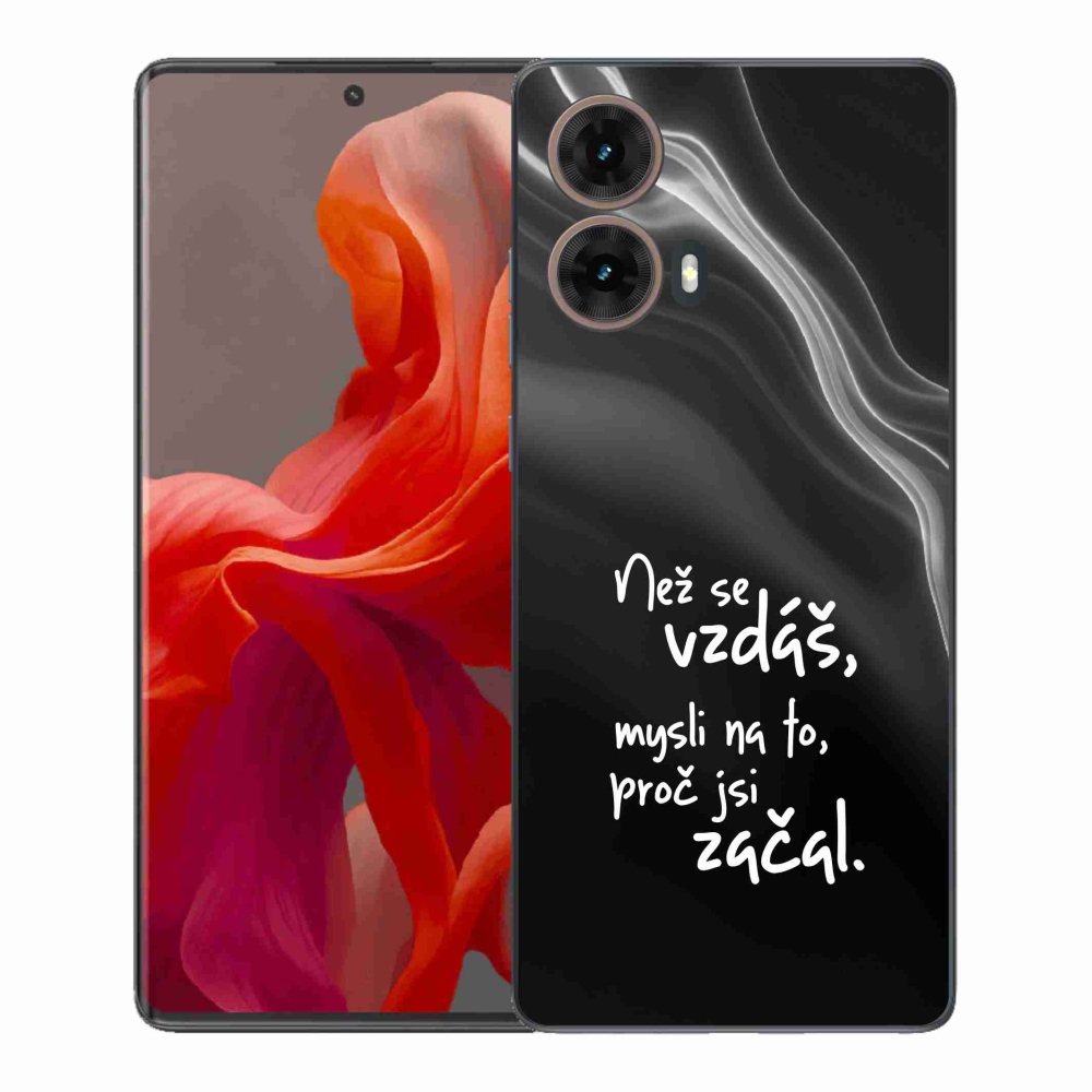 Zselés borítás mmCase a Motorola Moto G85 5G - Quote 2 fekete háttérhez