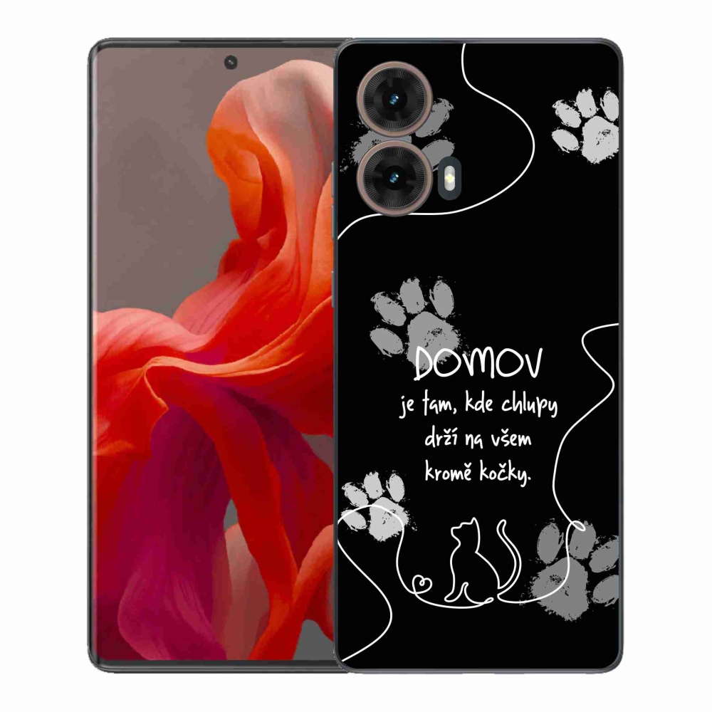 Zselés borítás mmCase Motorola Moto G85 5G - macska motívum fekete háttérrel