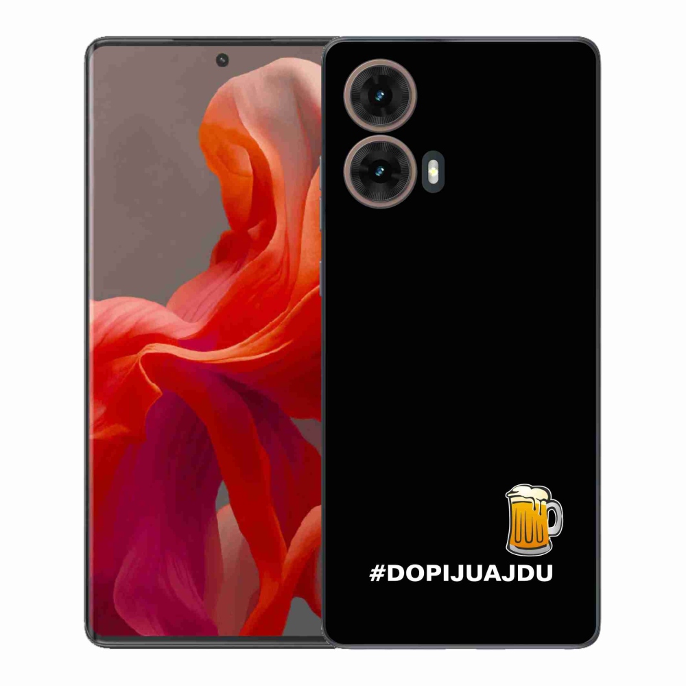 Gél borítás mmCase a Motorola Moto G85 5G - sör motívum 1 fekete háttérrel