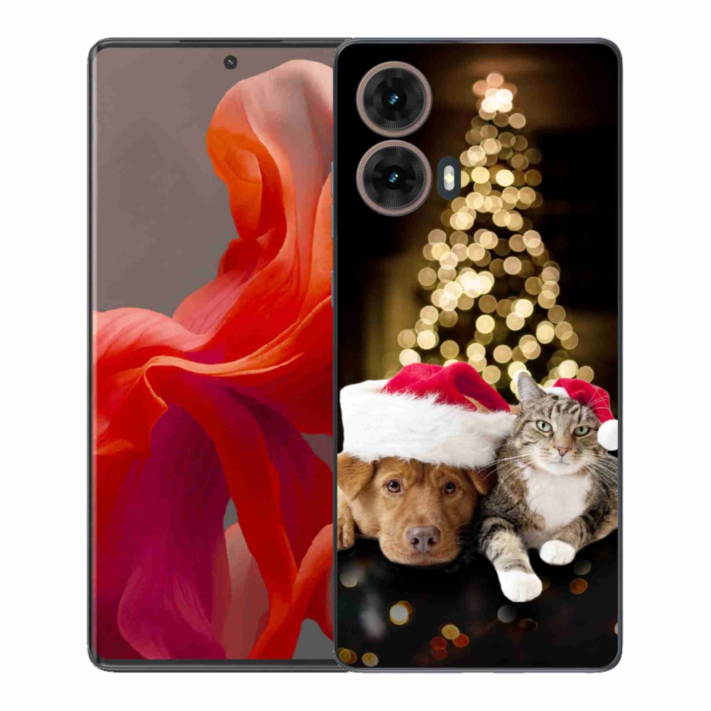 Gél borítás mmCase Motorola Moto G85 5G - Karácsonyi kutya és macska