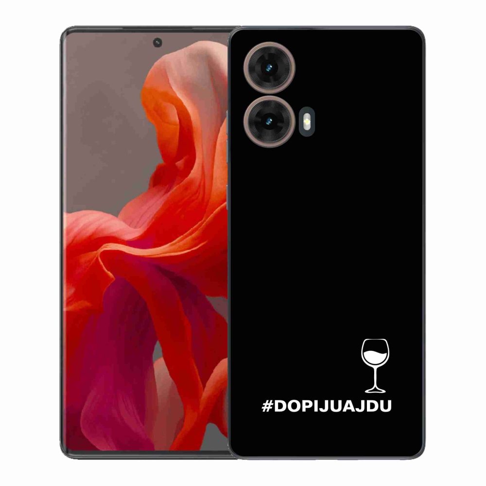 Gél borítás mmCase a Motorola Moto G85 5G készülékhez - bor motívum fekete alapon