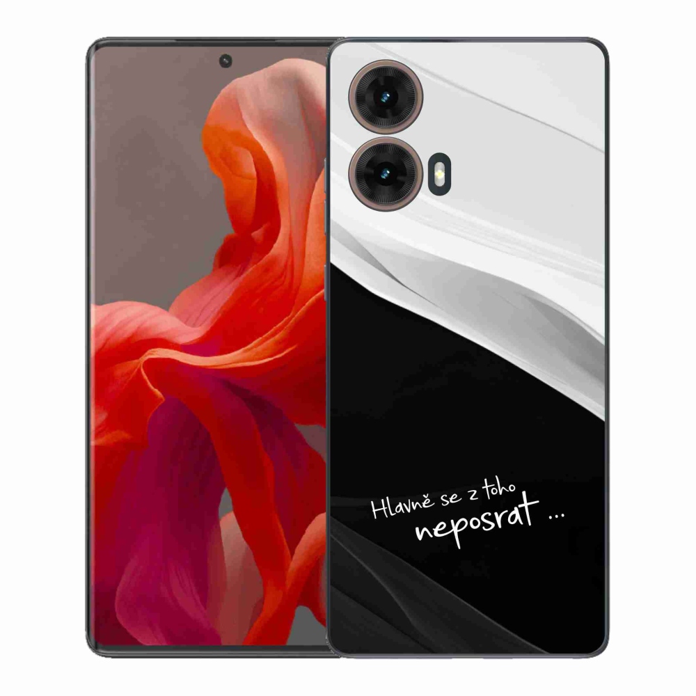 Gél borító mmCase a Motorola Moto G85 5G készülékhez - vicces szöveg 13 fekete és fehér háttérrel