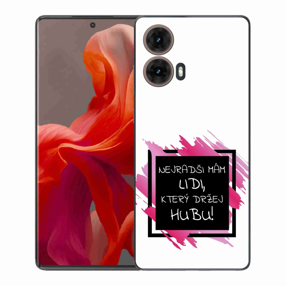 Gél borító mmCase a Motorola Moto G85 5G-hez - vicces szöveg 7 fekete-fehér háttérrel