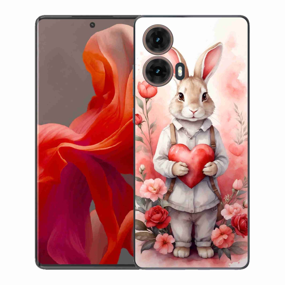 Zselés borítás mmCase a Motorola Moto G85 5G - nyúl szívvel