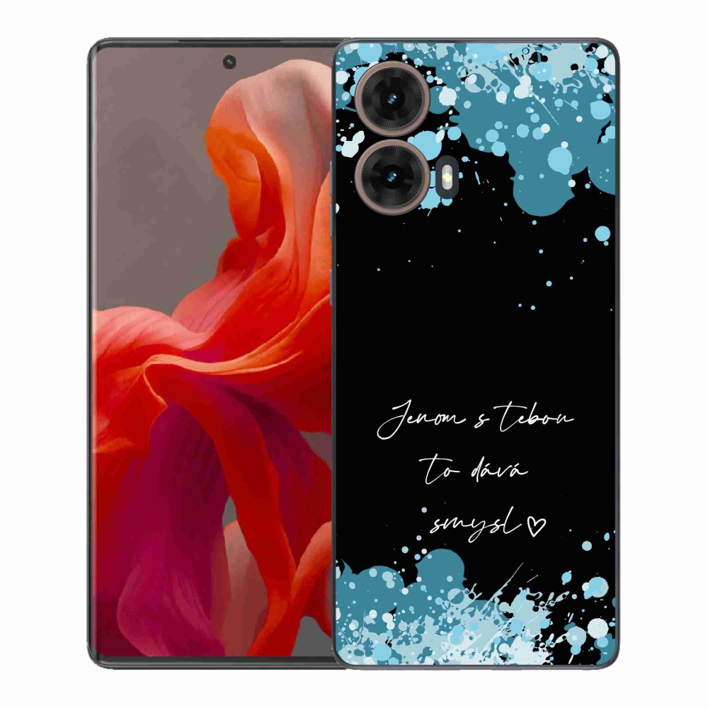 Gél borítás mmCase a Motorola Moto G85 5G készülékhez - szerelmes szöveg fekete háttérrel