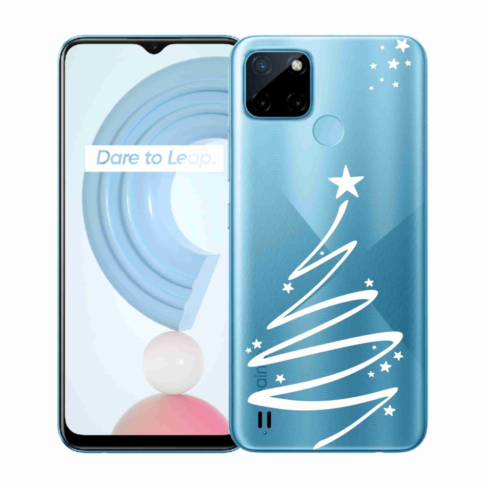 Zselés borító mmCase a Realme C21Y/C25Y készülékhez - fehér fa átlátszó háttéren