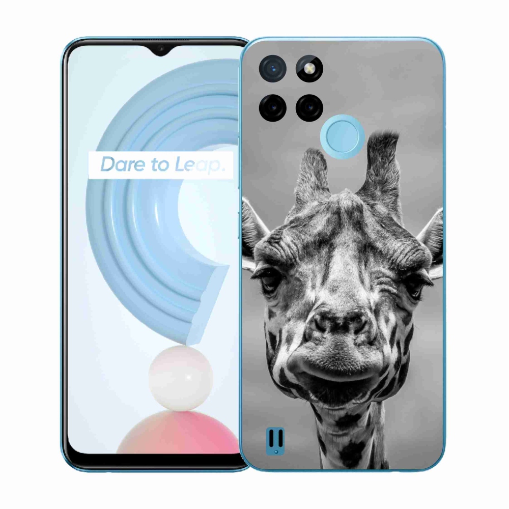 Zselés borítás mmCase a Realme C21Y/C25Y készülékhez - fekete-fehér zsiráf