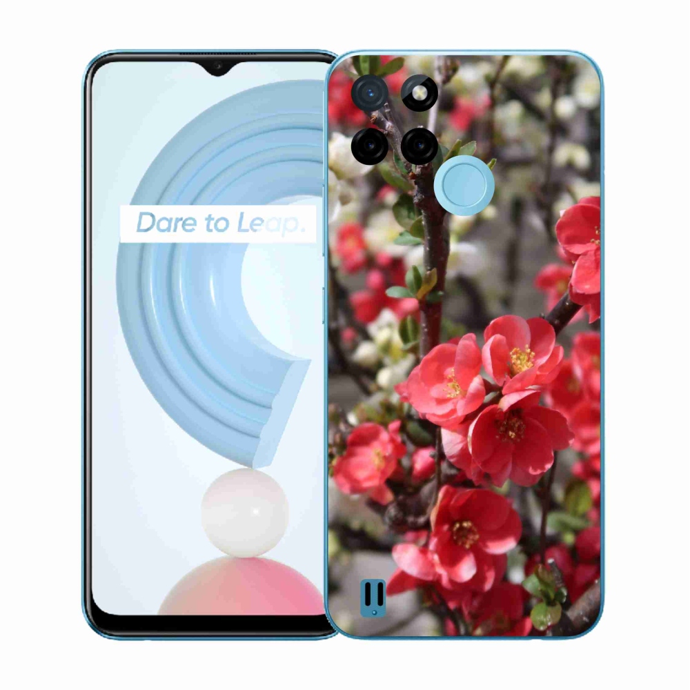 Zselés tok mmCase a Realme C21Y/C25Y készülékhez - piros virágok