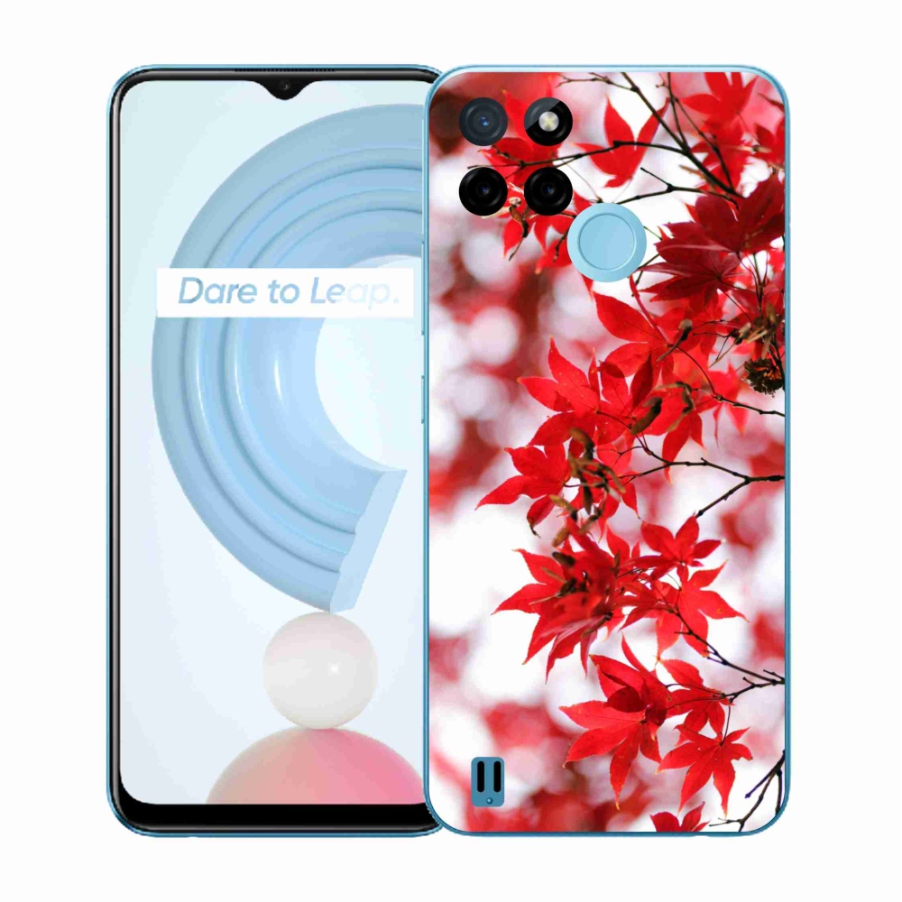 Zselés tok mmCase a Realme C21Y/C25Y készülékhez - piros levelek