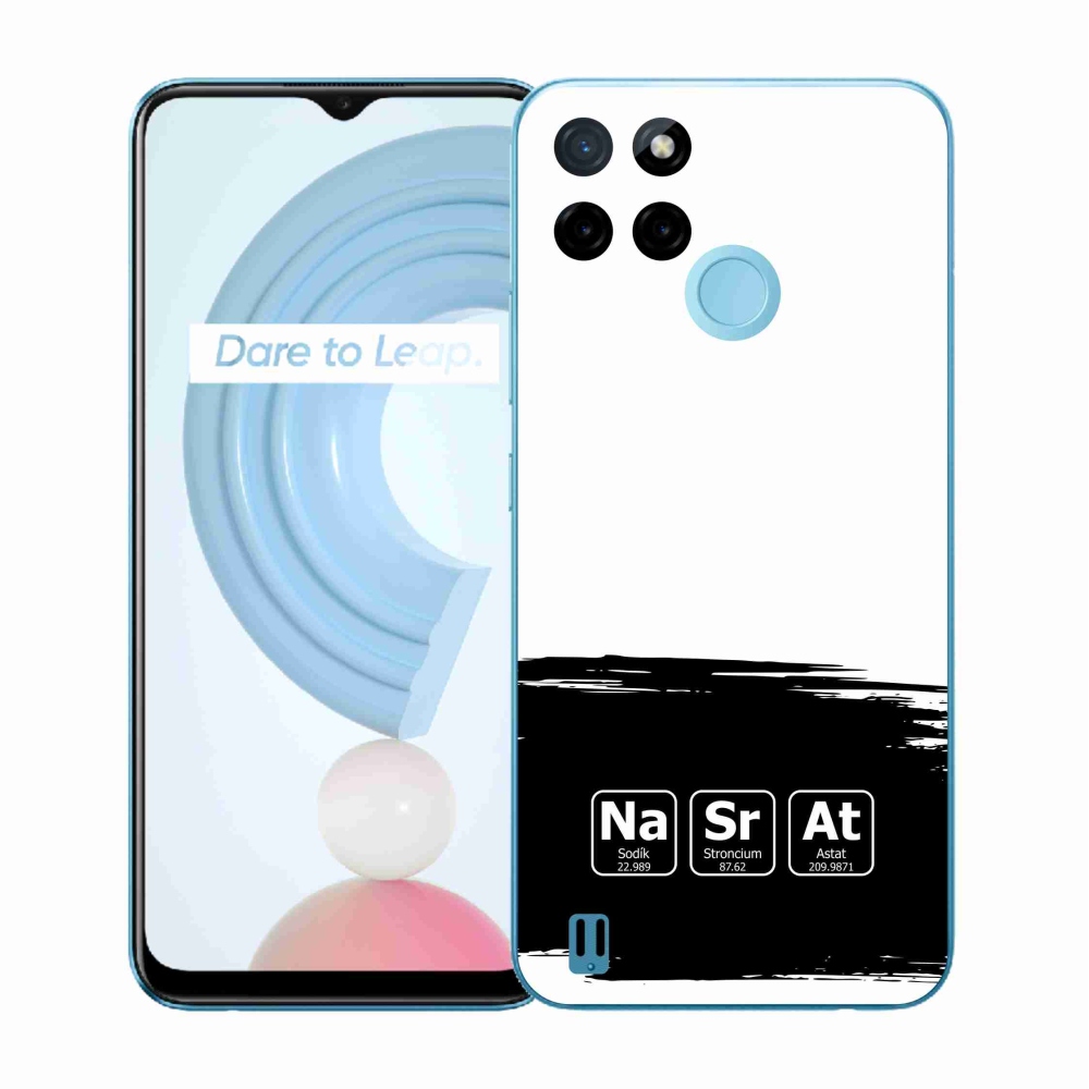 Zselés borító mmCase a Realme C21Y/C25Y készülékhez - kémiai elemek fekete és fehér háttérrel
