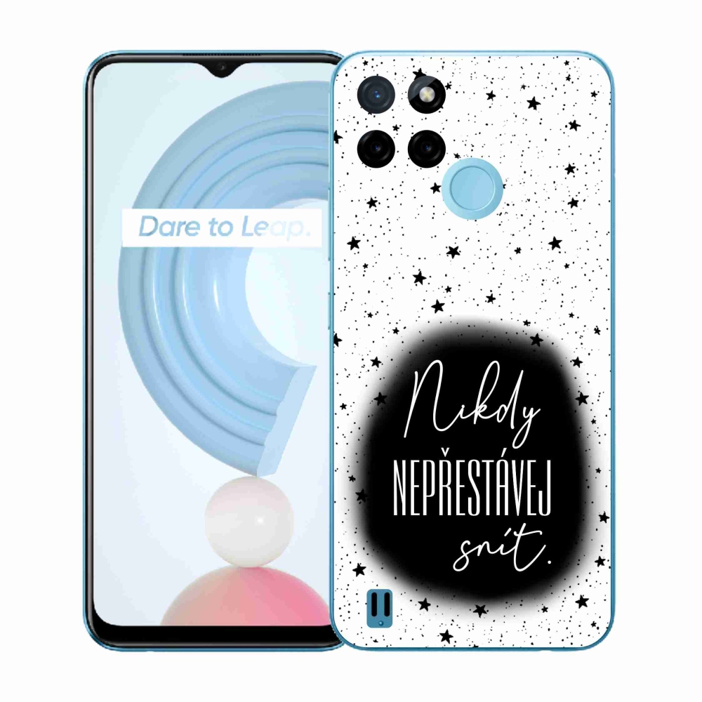 Zselés borító mmCase a Realme C21Y/C25Y készülékhez - idézet 1 fekete és fehér háttérrel