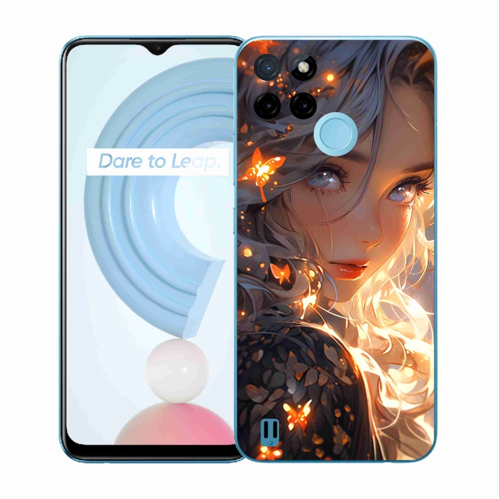 Zselés borító mmCase a Realme C21Y/C25Y készülékhez - lány és pillangók
