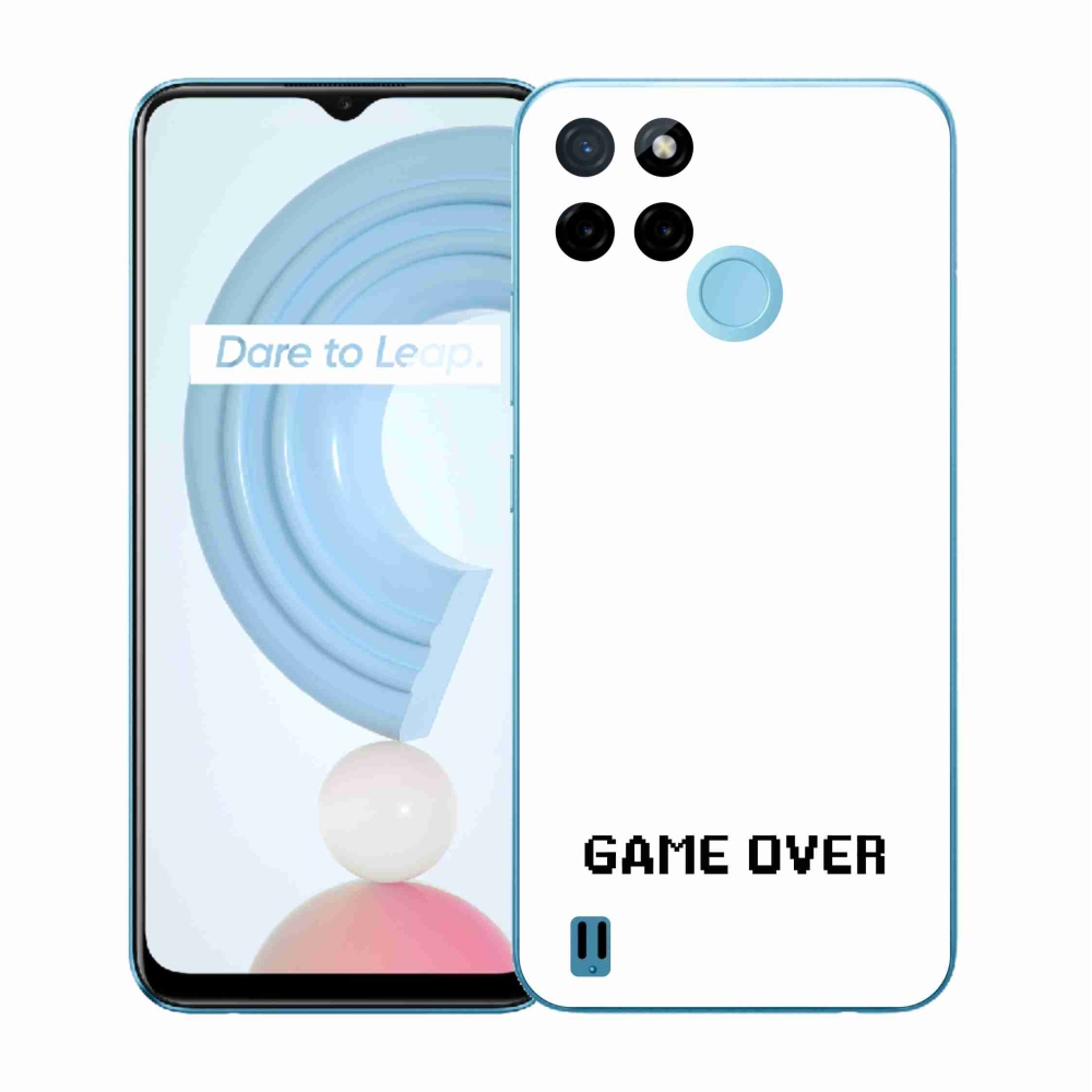 Zselés borító mmCase a Realme C21Y/C25Y készülékhez - játék fehér háttéren