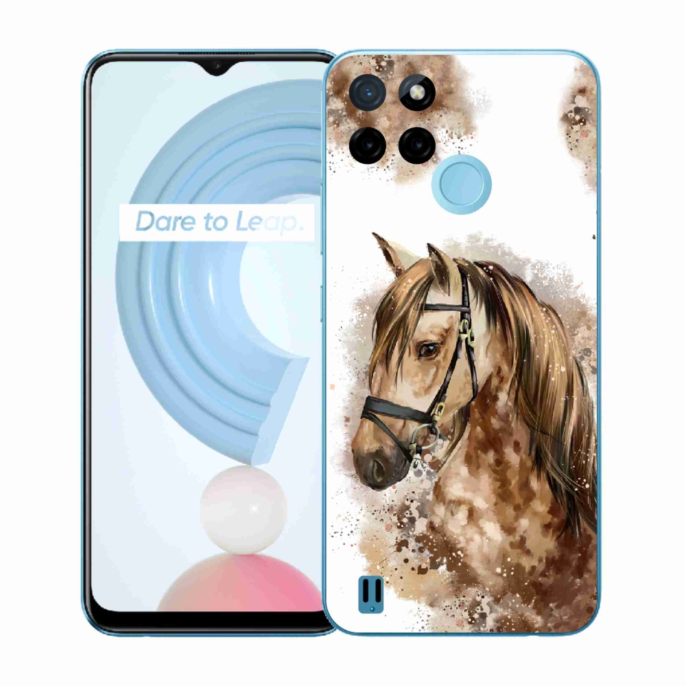 Zselés borító mmCase a Realme C21Y/C25Y készülékhez - barna rajzfilm ló