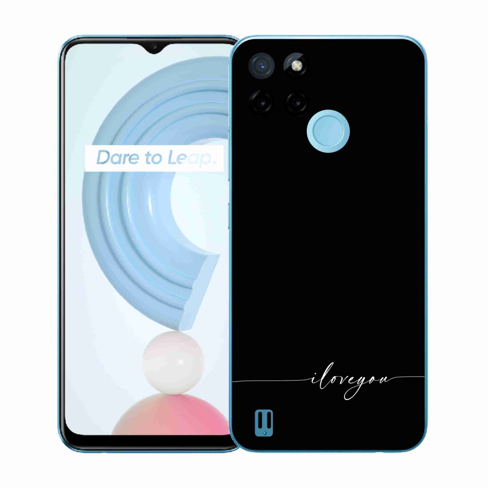 Zselés borító mmCase a Realme C21Y/C25Y készülékhez - Szeretlek fekete háttérrel