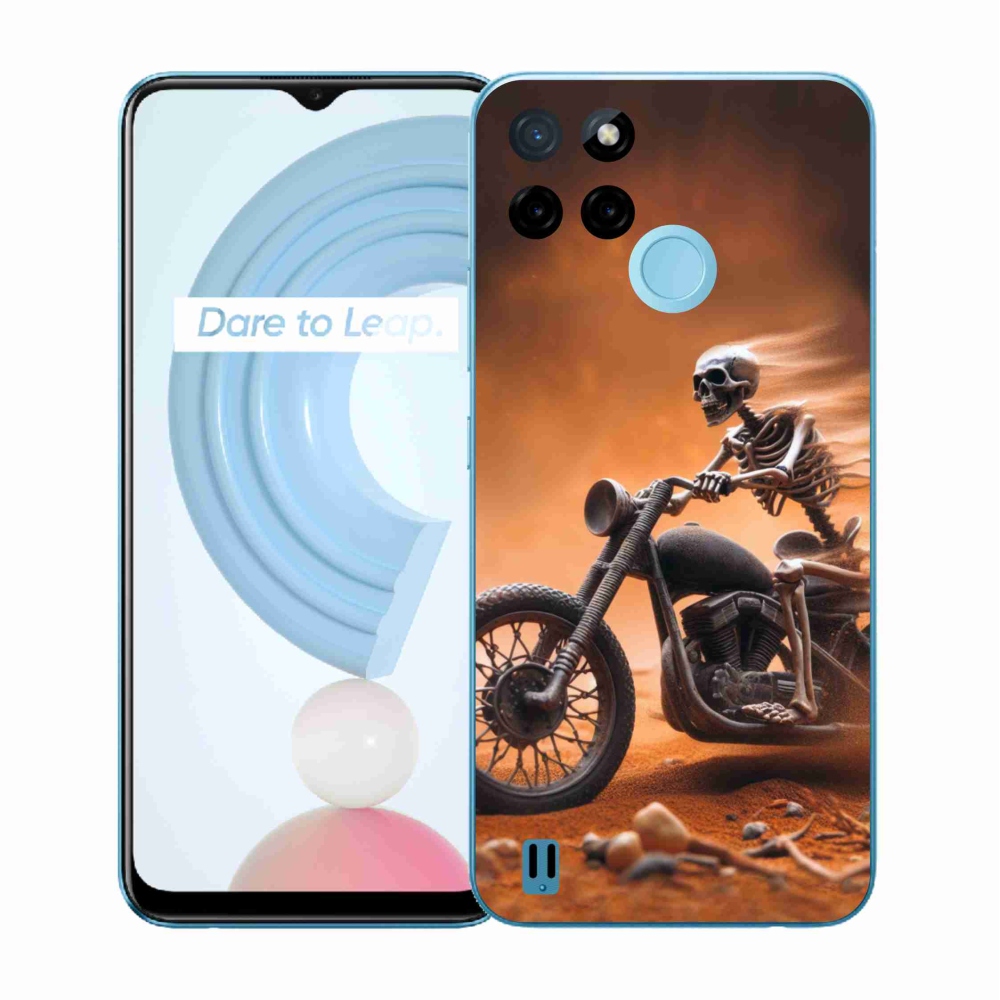 Gél borítás mmCase a Realme C21Y/C25Y készülékhez - csontváz motorkerékpáron