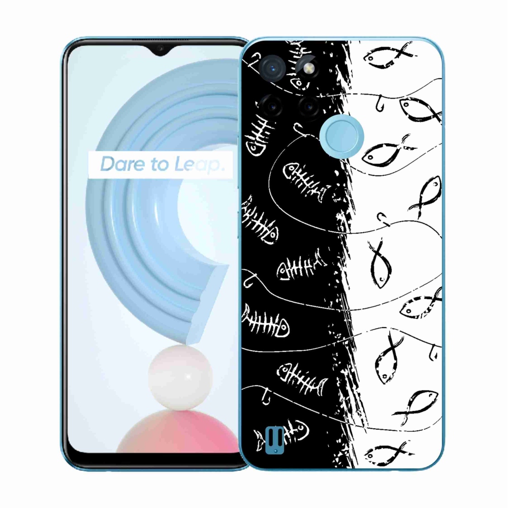 Gélfedél mmCase a Realme C21Y/C25Y készülékhez - csontvázak és halak