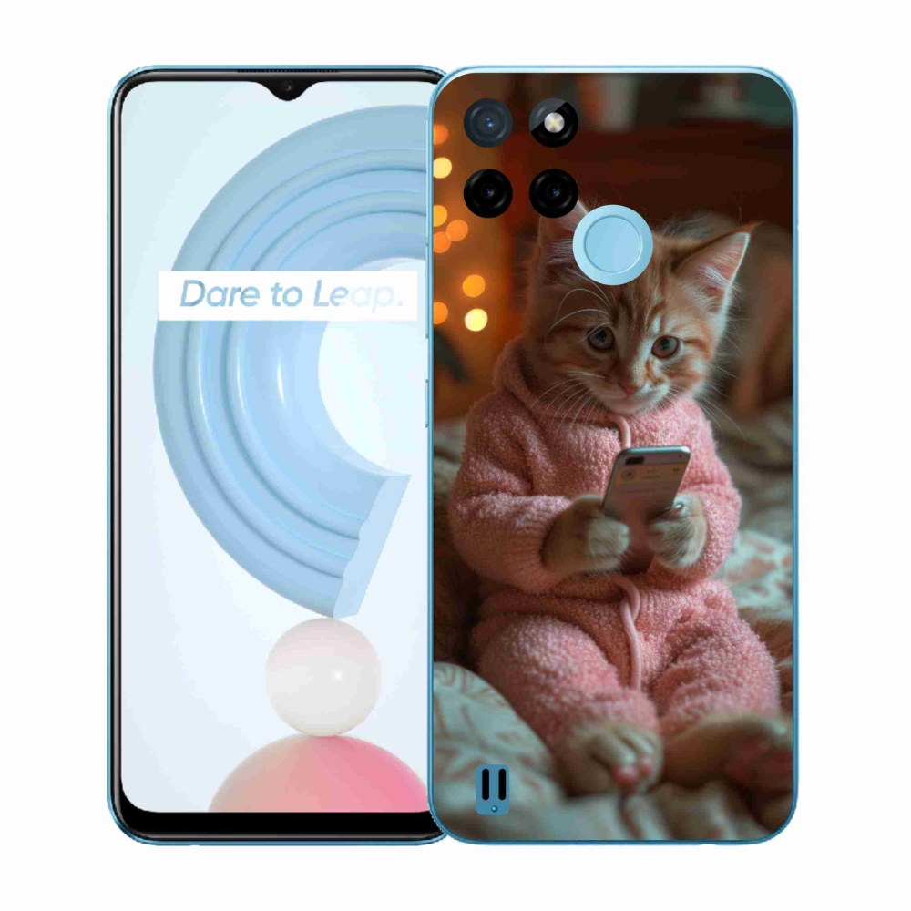 Zselés borítás mmCase a Realme C21Y/C25Y készülékhez - cica mobillal