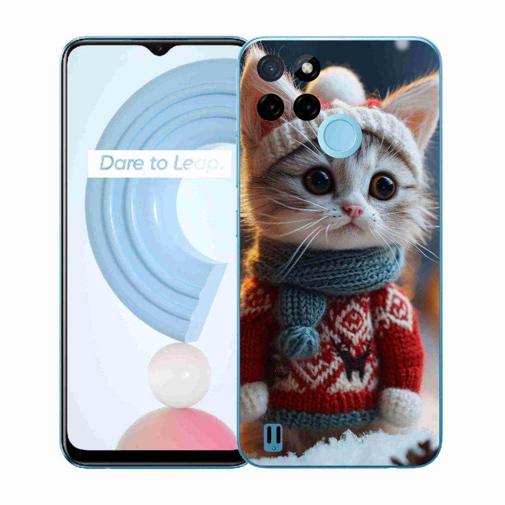 Gél borítás mmCase a Realme C21Y/C25Y készülékhez - cica pulóverben