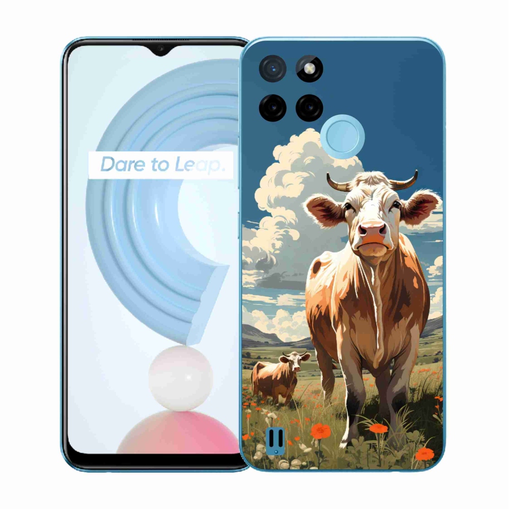 Gélborító mmCase a Realme C21Y/C25Y készülékhez - tehenek a réten