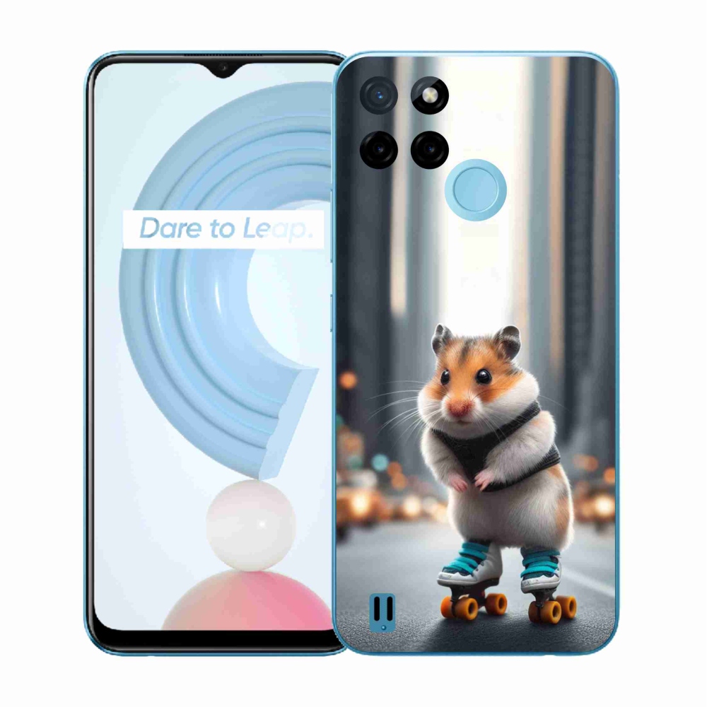 Zselés borítás mmCase a Realme C21Y/C25Y készülékhez - hörcsög a korcsolyán