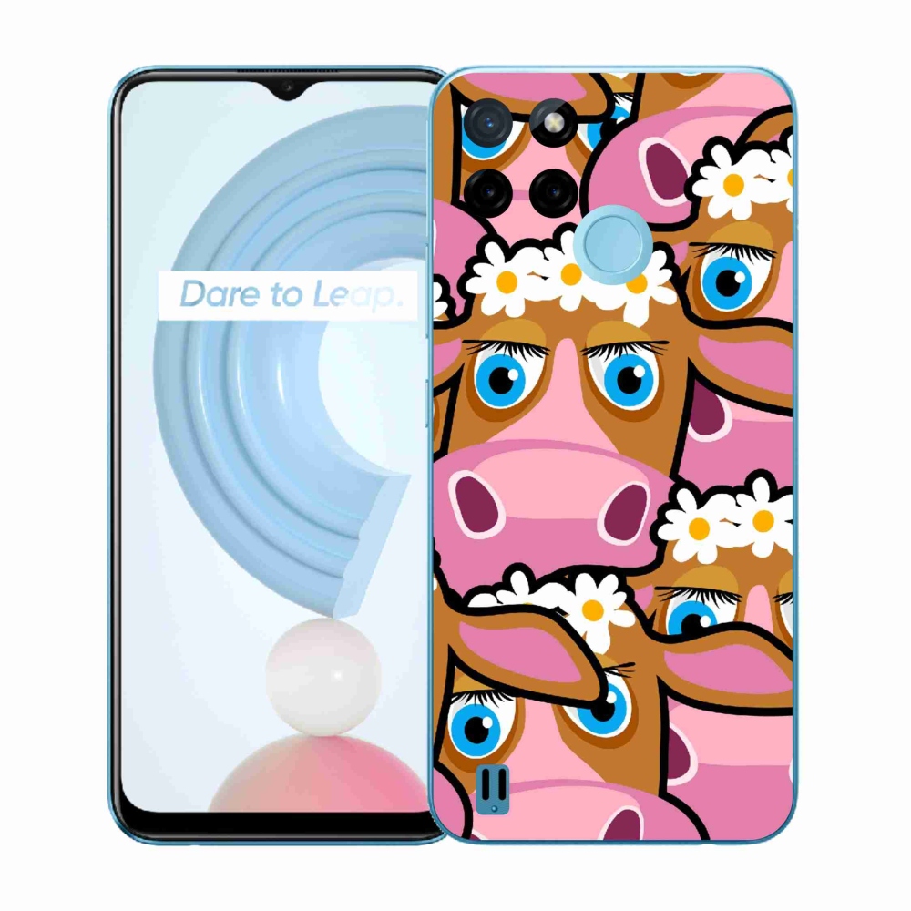Zselés borítás mmCase a Realme C21Y/C25Y készülékhez - karikatúra tehenek