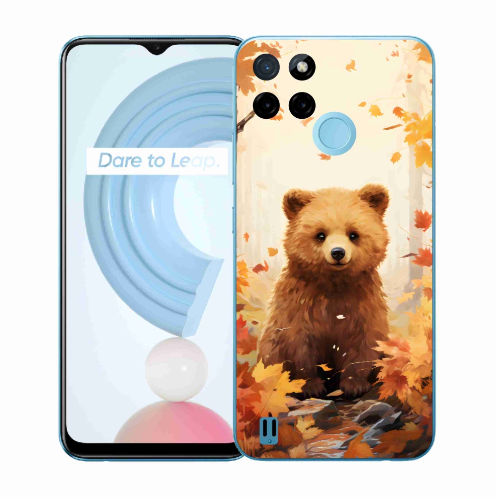 Zselés borítás mmCase a Realme C21Y/C25Y készülékhez - medve az erdőben
