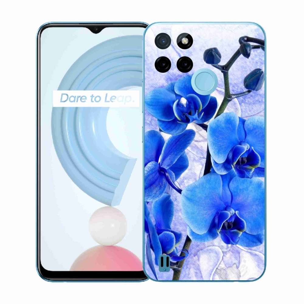 Zselés tok mmCase a Realme C21Y/C25Y készülékhez - kék virágok
