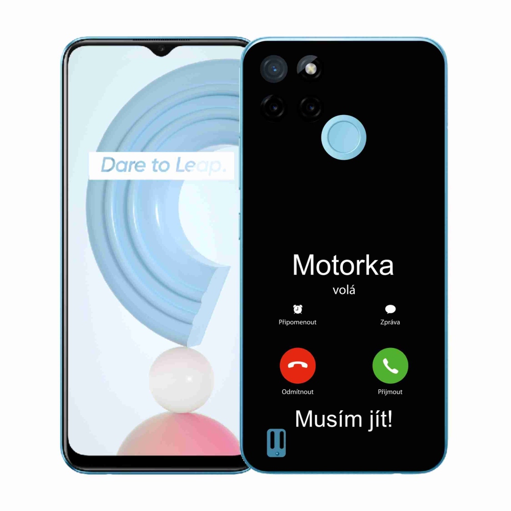 Gél borító mmCase a Realme C21Y/C25Y készülékhez - motoros hívás fekete háttérrel